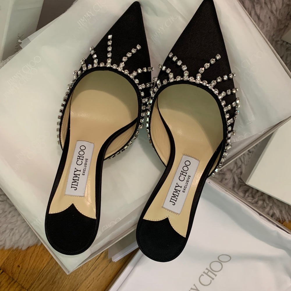 Jimmy Choo Tatie Satin Mules Size 6 NEW